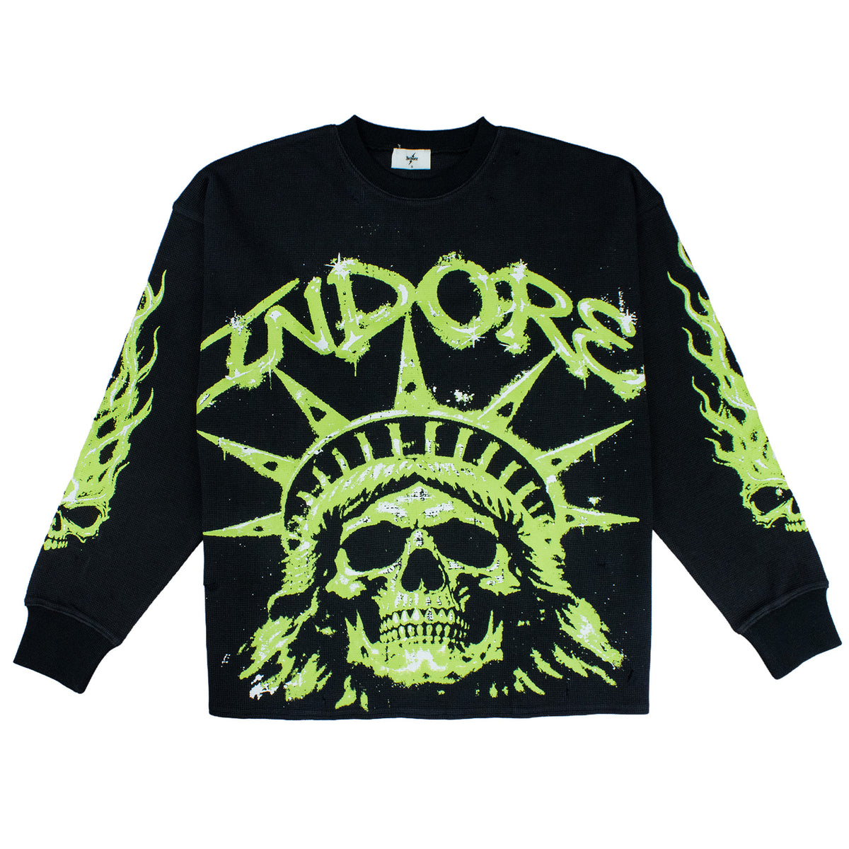 LIBERTY FOR ALL WAFFLE KNIT LONG SLEEVE - BLACK
