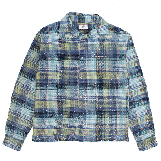 SIGNATURE RHINESTONE FLANNEL - BLUE