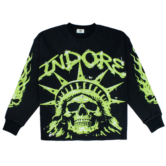 LIBERTY FOR ALL WAFFLE KNIT LONG SLEEVE - BLACK
