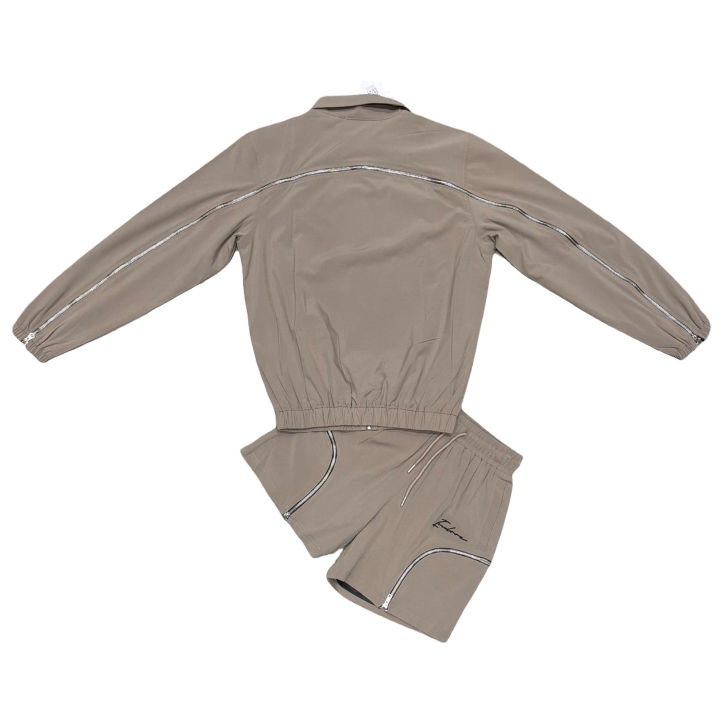 SIGNATURE NYLON ZIP SHORT SET - KHAKI