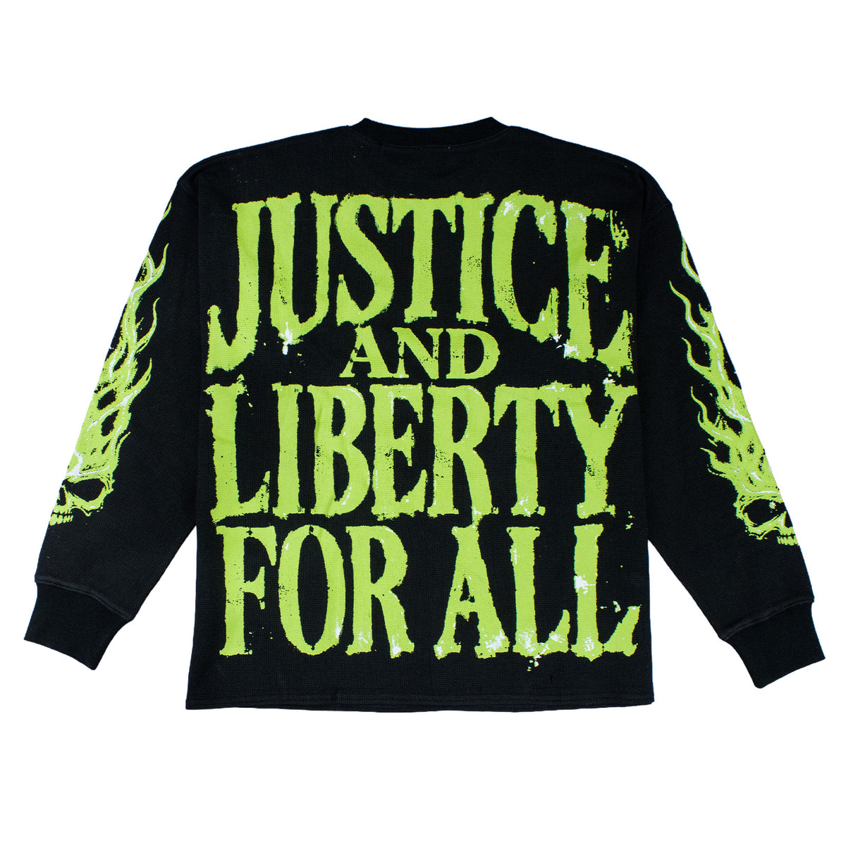 LIBERTY FOR ALL WAFFLE KNIT LONG SLEEVE - BLACK