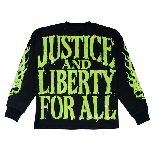 LIBERTY FOR ALL WAFFLE KNIT LONG SLEEVE - BLACK