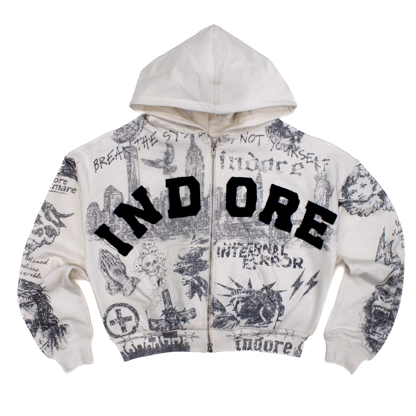 BREAK THE SYSTEM ZIP UP - WHITE